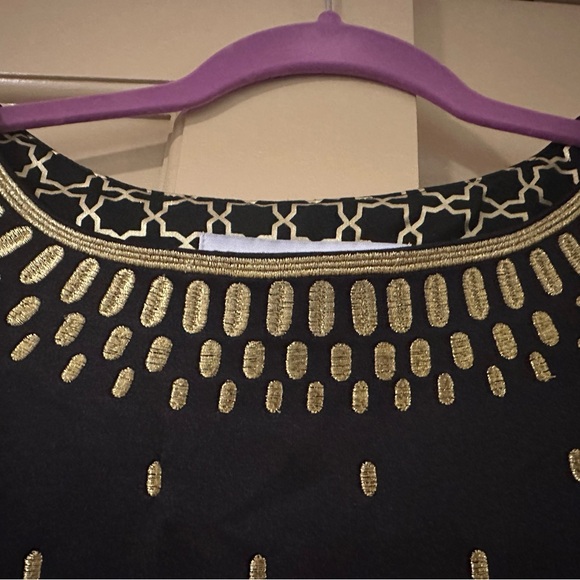 Gretchen Scott Designs Black and Gold Sheath Mini Dress - Picture 3 of 7